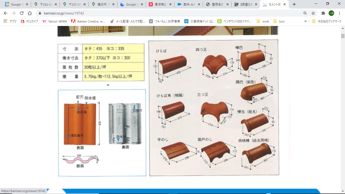 モニエル瓦 大きさ モニエル瓦 大きさ